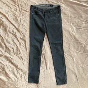 EUC Adriano Goldschmidt Sz. 25 Legging Super Skinny Ankle Coated Black Jeans